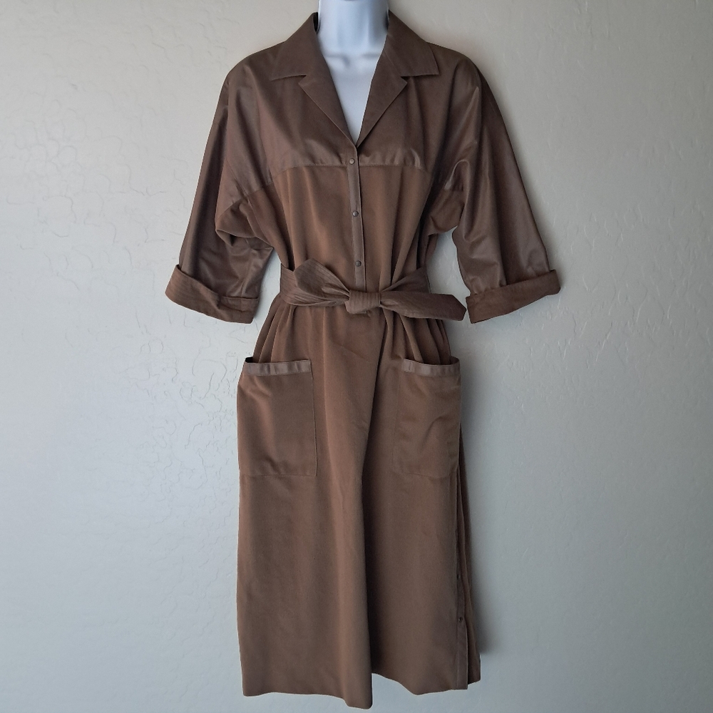 Vintage 1970 ILSE M. California Brown A-Line Midi Dress Women's Size 12